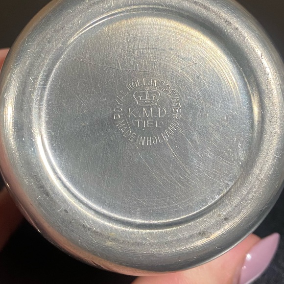 Mid Century Modern Royal Holland KDM Daalderop Pewter & Teak Sugar and Creamer - Picture 8 of 11